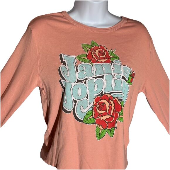 Rowdy Sprout Janis Joplin Rose Long Sleeve Rib Tee in Blush Teen Size 18 (L) - Picture 2 of 16